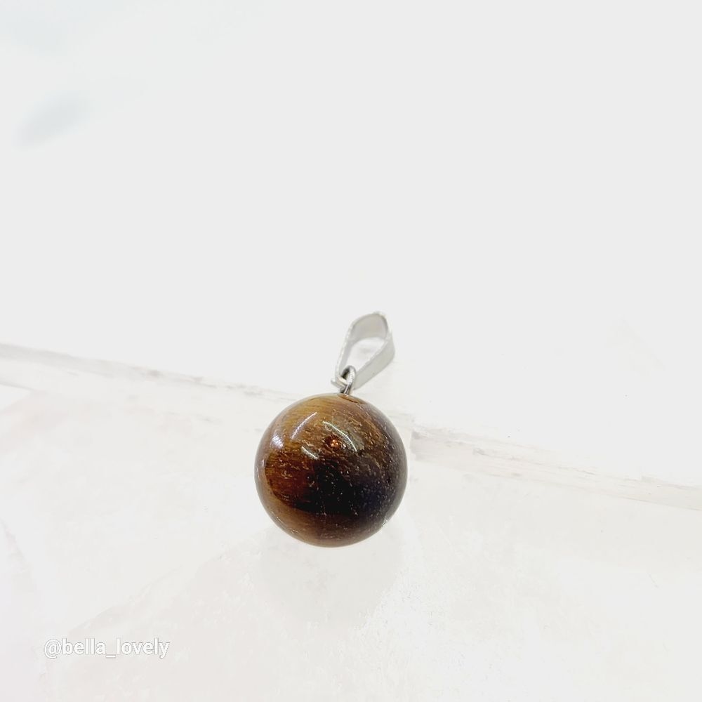 Tiger's Eye Crystal Stone Ball Pendants Prism Handmade .97" Hippie Healing